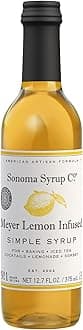 Meyer Lemon Infused Simple Syrup 12.7 fl oz | for Coffee, Cocktails, and Cooking | Hand Crafted in the USA