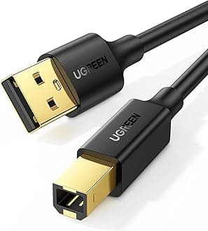 UGREEN USB Printer Cable - USB A to B Cable, High-Speed Printer Cord Compatible with Hp, Canon, Brother, Samsung, Dell, Epson, Lexmark, Xerox, Piano, Dac, and More 10 FT