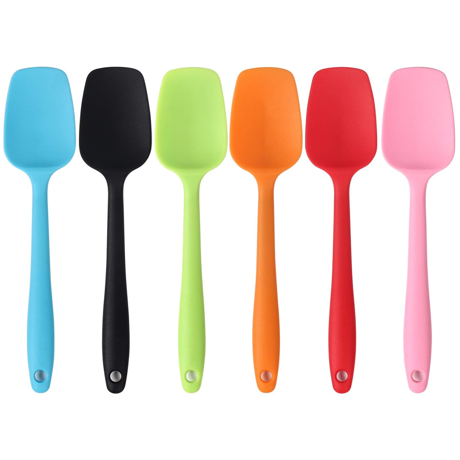 Silicone Spatulas, 8.2 inch Small Rubber Spoon Spatula Heat Resistant Seamless One Piece Design Non-Stick Spoonula Flexible Scrapers Baking Mixing Tool (6 Pcs)