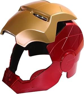 AYEBUD Iron Man Helmet Superhero Avengers 1:1 Model Mask Wearable Luminous Toys Cosplay Costume Props for Christmas Halloween Birthday Gift Manual Open/Close,Red-Teen 55cm A