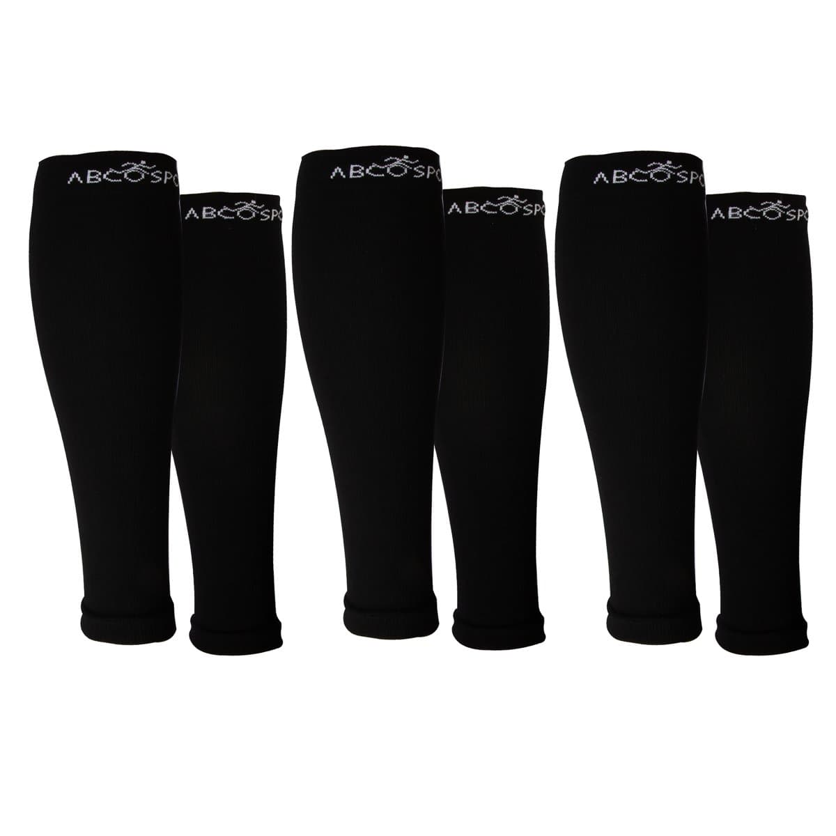 Abco Tech (3 Pack) Calf Compression Sleeve for Shin Splints Graduated Leg Sleeve for Basketball Running