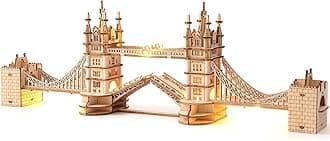 Rolife 3D Wooden Puzzle DIY London Tower Bridge Craft Model Kit for Adults, Great Birthday for Friends and Family