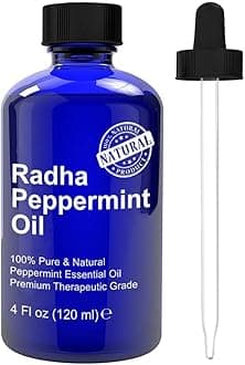 Radha Beauty Peppermint Essential Oil 120ml - 100% Pure & Therapeutic Grade, Steam Distilled for Aromatherapy, Fresh Minty Scent, Mental Focus, Headaches, Congestion