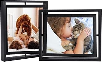EXYGLO Black 10x8 Photo Frames, Double Picture Frames 8x10 for Horizontal or Vertical Tabletop Display - Perfect Presents for Families and Friends (2 Pack)
