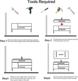 Kadaligh Bathroom Vanity Sink Set - Wall Mounted Floating Vanity Cabinet with Integrated Sink, Intelligent Vanity Mirror with Time Display, LED Lights & Defogging Function, 3 Soft-Close Doors (44IN)