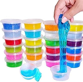 Slime kit, Colors Non-Toxic Clear Crystal Slime Soft Jelly Clay Putty mud Stress Relief Toy Jelly Toy for Kids & Adult, DIY Slime Making- Multi Color (Pack of 24)