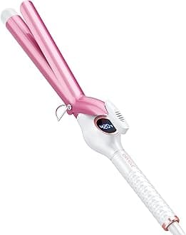 ORYNNE 1 Inch Long Barrel Digital Ceramic Curling Wand with Auto Shut Off and Dual Voltage for All Hair Types - Fast Even Heat Up