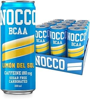 Sugar Free Energy Drink – BCAA, 180mg High Caffeine, with Amino Acids & Vitamins, Ideal for Pre Workout – 12 x 330ml (Limon Del Sol)