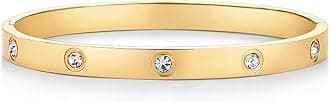 14K Gold Plated Love Bracelet for Women, Waterproof, Stainless Steel Cubic Zirconia Hinged Bracelet Dupe, 19cm, Yellow Gold, Cubic Zirconia, 19cm, Yellow Gold, Cubic Zirconia, 7.5 Inches,, 7.5