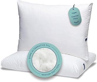 Sleep Essential Pillow for Sleeping, Standard, Two Pack, White 2 Count
