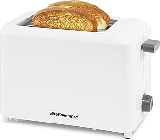 Elite Gourmet Cuisine ECT-1027# Cool Touch Toaster with Extra Wide 1.5" Slots for Bagels, Waffles and Specialty Breads, Cancel Button, Drop Down Crumb Tray, 2 Slice, White