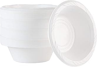 100 Count Disposable 5 ounce White Plastic Dessert Bowls