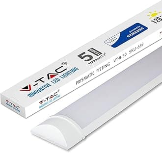 V-TAC 50W 5ft LED Batten Fittings Integrated Tube Lamp 6400K White 1500x74x24mm Wall and Ceiling Lighting 30000h Long Lifespan