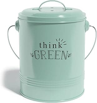 Compost Bin for Kitchen Counter - 1.2 Gallon Countertop Composter with Extra Smell-Absorbing Filters and Inner Bucket for Easy Cleaning - Food Waste Bin for Kitchen with Lid (Mint)