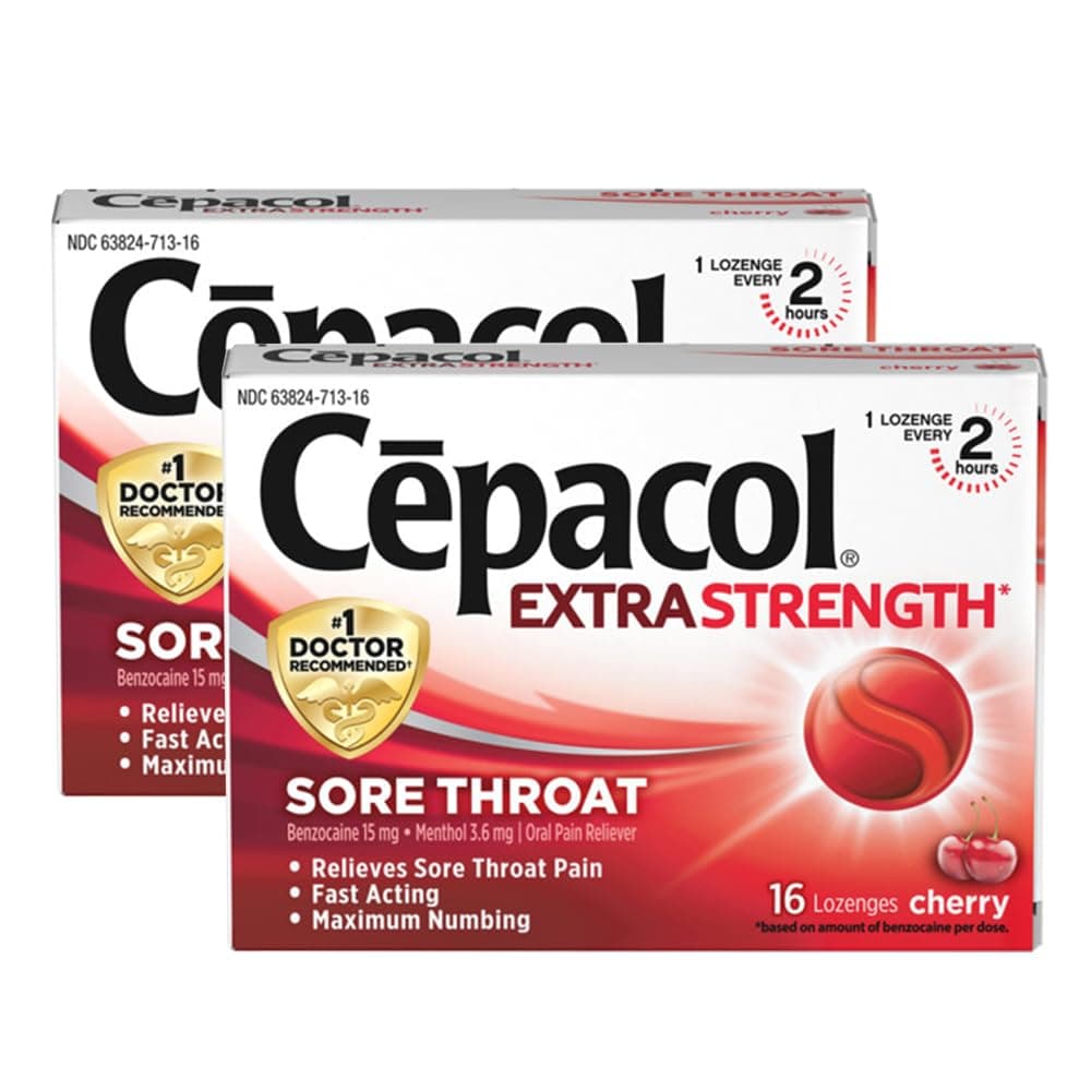 Cepacol Maximum Strength Throat Drop Lozenges, Cherry, 16 Count (Pack of 2)