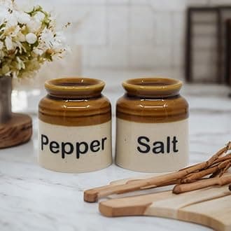 Salt Pepper Set for Dining Table & Kitchen | Ceramic Salt and Pepper Shakers, Salt Pepper Dispenser, Container, Sprinkler | Home | Cafe | Office - 60 ML (1 Text Set)