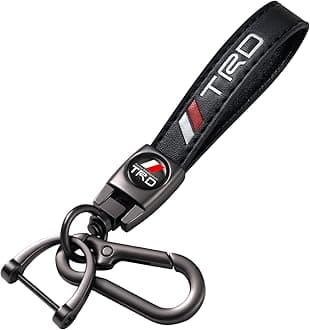 Leather car Keychain Set for Toyota TRD Men and Women Family Present Keychain Key Ring Lanyard Accessories (Black)