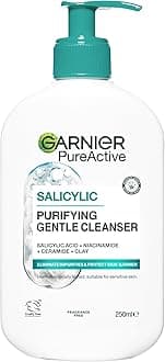 Garnier Gentle Deep Face Cleanser, With Hydrating Hyaluronic Acid, Protecting Ceramides, Purifying Clay, Fragrance Free, Suitable For Sensitive Skin, Pure Active, 250ml