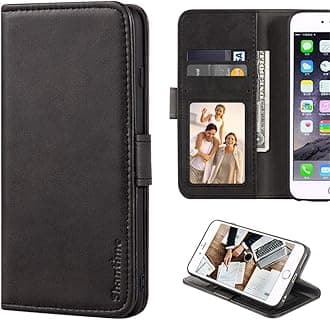 Stylish Leather Wallet Case Compatible with LG Wing 5G, Magnetic Shockproof Flip Cover with Card Holders, Photo Frame and Kickstand(Black)