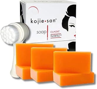 KOJIE SAN FACE & BODY SOAP W/INCLUDED FACIAL BRUSH! 6 Bars of Kojie San Skin Lightening Kojic Acid Soap 65g- and Relumins Deep Pore Facial Cleansing Brush-SUPER VALUE! #1 Skin Whitening Soap!