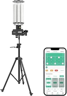 ADIBO Badminton Serving Machine, Dual High Speed Motors, 200 Shuttlecock Capacity, Max 87MPH, APP Control (A260 Offline Version)