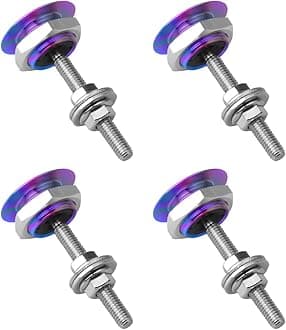 4PCS Universal Vehicle Hood Pins, Quick Release License Plate Lock Clip, Push Button Bonnet Kit, Aluminum Alloy Quick Latch Lock for Auto Bumper, Diameter 1.18 inch Fits Most Cars (Multicolour)