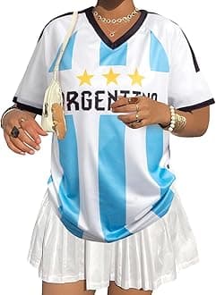 Oversized Jersey Shirts for Women Argentina Jersey Brazil Shirt Pink Soccer Mom Tshirts Y2k V Neck Short Sleeve Top