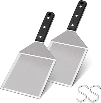 Leonyo Metal Spatula 2 PCS, Heavy Duty Stainless Steel Griddle Burger Spatula, as Barbecue Hamburger Turner Grilling BBQ Griddle Accessories