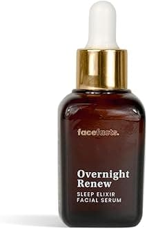 Overnight Renew Sleep Elixir Facial Serum with Collagen, Ceramides, Q10 and Hyaluronic Acid, Vegan, 30ml