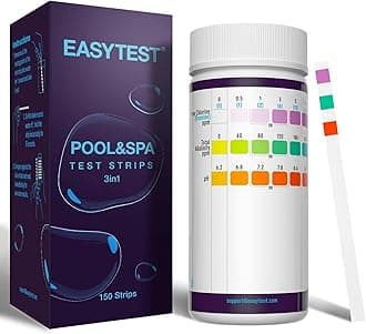 EASYTEST Pool and Spa Test Strips, 150 Strips Pack for Hot tub-Test pH,Total Alkalinity,Free Chlorine and Bromine, Accurate 3 in 1 Pool Water Testing Kit