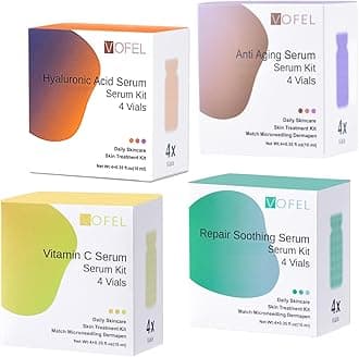 Anti Aging Serum with Hyaluronic Acid Vitamin C Serum for Face Centella Serum Moisturizer 0.35 oz 4 Kits 16 Vials Facial Serum Ampoules (4 kits gift box)