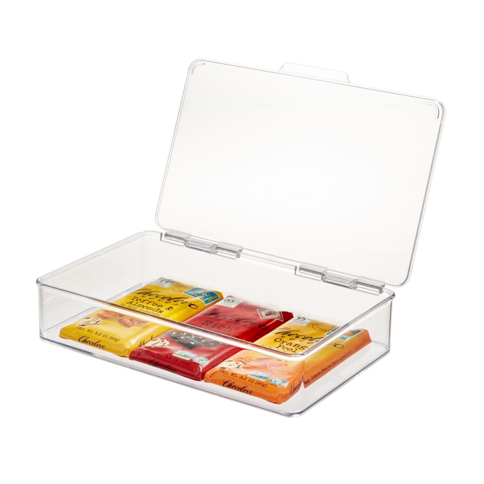 iDesign Kitchen Binz BPA-Free Plastic Stackable Organizer Box with Lid - 7.26" x 10.75" x 2.37", Clear