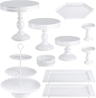 10-Set Cake Stands, Metal Cupcake Stand Set with Multiple Combination Styles, Dessert Plate Cake Serving Tray Candy Fruit Display Tower for Wedding, Birthday Party, Anniversary, Baby Shower