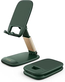 Lamicall Adjustable Phone Stand for Desk - Foldable Phone Holder Cradle Dock for iPhone 17 16 15 14 Pro Max Plus Air, 13 12 Pro Max Mini, 11 Pro, Xs, XR, X, 8, Samsung S23, 4"-8" Mobile Phones - Green