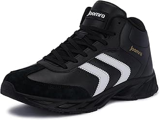 Joomra Mid High Top Shoes for Men Size 12 Male Athletic Sport Walking Tennis Sneakers Basketball Fitness Casual Skate Winter Boots Footwear Black 46