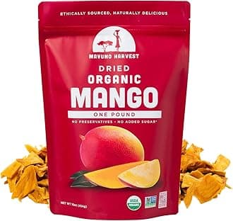 Mango Dried Fruit Snacks | Unsweetened Organic Dried Mango Slices | Gluten Free Healthy Snacks for Kids and Adults | Vegan, Non GMO, Direct Trade | 1 Pound Resealable Bag