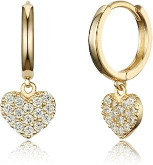 Lovearing14k Gold Plated Brass Heart Plain Huggy Baby Girls Hoop Earrings
