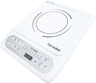TAYAMA 1500-Watt White Induction Cooktop with 8 Settings