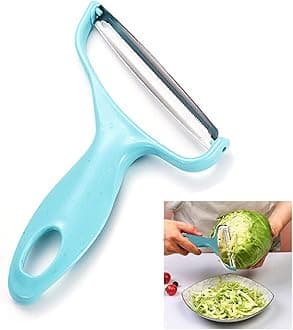 egetable,Potato,Fruit peeler cabbage cutting machine shredded kitchen stainless steel peeling knife gadget shredded cabbage Coleslaw, a must-have tool for western restaurants(Blue)