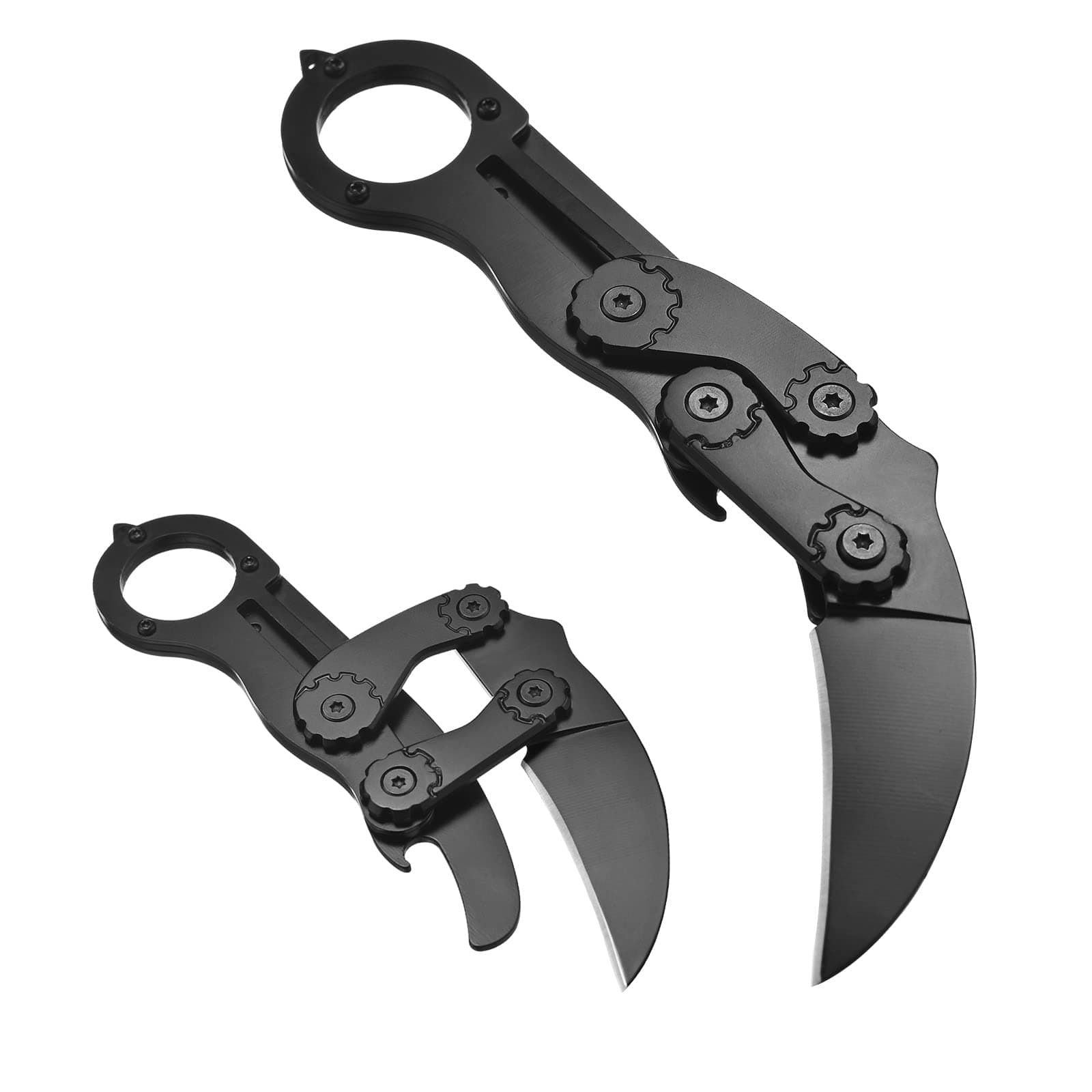 Folding Morphing Karambit Knife Outdoor EDC Knife Multi-Function Knife Pocket Knife with Bottle Opener and Glass Breaker