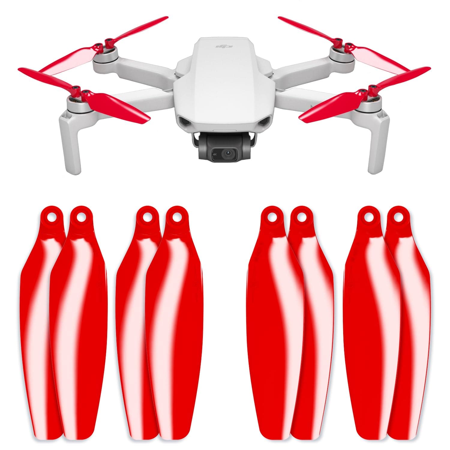 Master Airscrew Stealth Propellers for DJI Mini 2, Mini 2 SE, Mini SE & Mini 4K - Red, 4 propellers in set