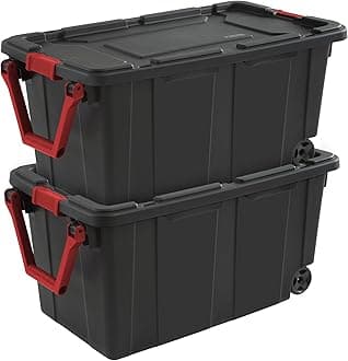 Sterilite 2-Pack Storage Bins, Plastic Organizer Containers w/Lids & Wheels, 40 Gal