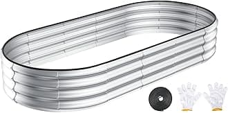 Kesfitt Raised Garden Bed Kit,Outdoor Galvanized Planter Boxes with Safety Edging and Gloves,Large Metal Beds for Gardening Vegetables,Fruits,Flower(6x3x1FT)