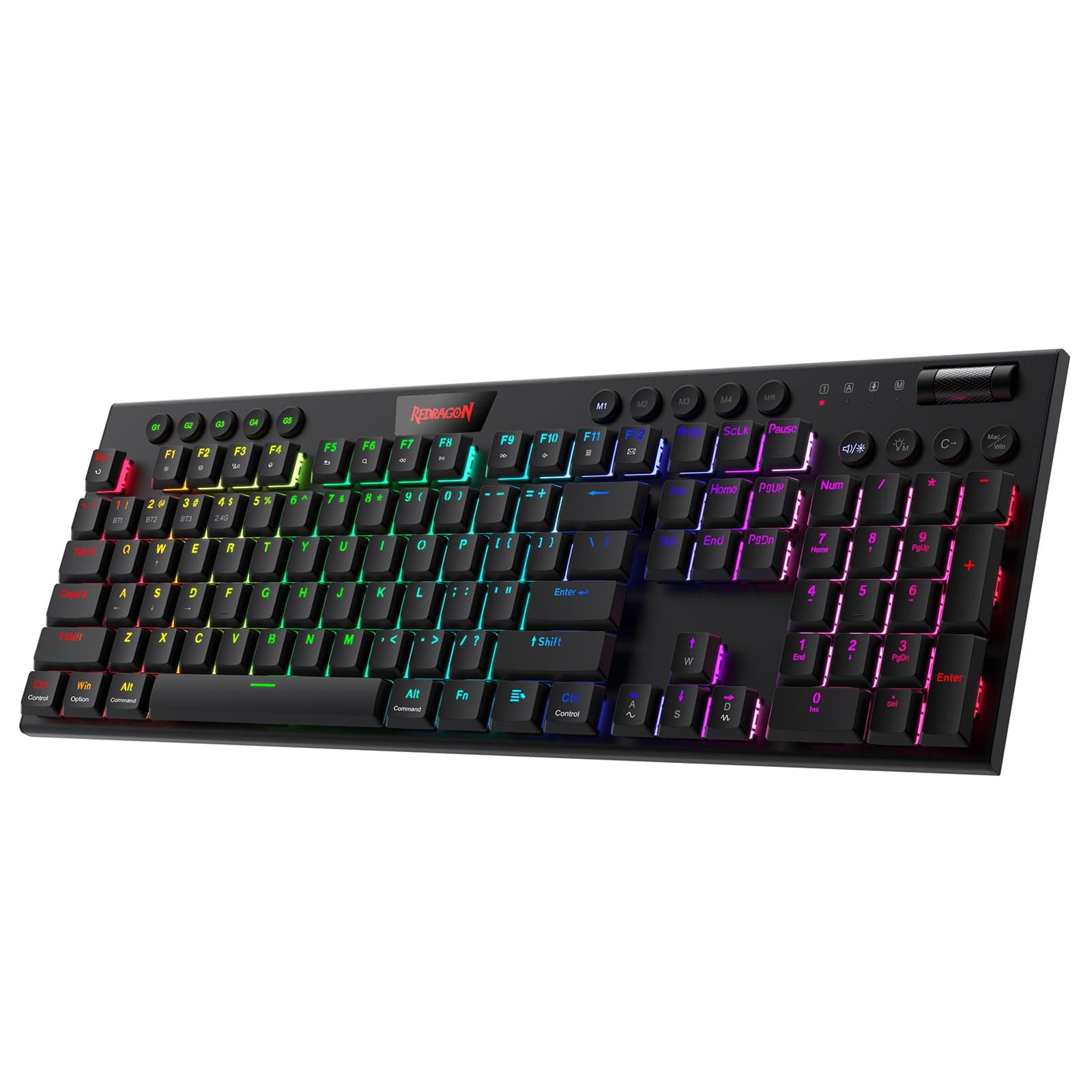 K618 Horus Wireless RGB Mechanical Keyboard, Bluetooth/2.4Ghz/Wired Tri-Mode Ultra Thin Low Profile Gaming Keyboard w/No-Lag Cordless Connection, Dedicated Media Control & Linear Red Switch