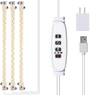 LED Grow Light Strips, Full Spectrum Plant Growing Lights for Indoor Plants 3500K, 144 LEDs Plant Lamp with 3/9/12H Timer, 10 Dimmable Levels, 3 Head 13 Inches