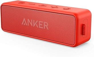 SoundCore 2 Portable Bluetooth Speaker with Better Bass, 24-Hour Playtime, 66ft Bluetooth Range, IPX5 Water Resistance & Built-in Mic, Dual-Driver Wireless Speaker (Red)