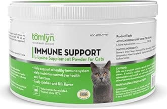 TOMLYN Immune Support Daily L Lysine Supplement, Fish Flavored Lysine Powder for Cats and Kittens, 3.5oz, Tomlyn Immune Support L-Lysine Supplement Powder for Cats, 100g, 433343, 3.5 Ounce (Pack of 1)