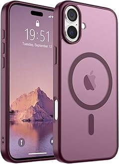 SUPFINE Magnetic for iPhone 16 Case (Compatible with MagSafe) (10 FT Military Grade Drop Protection) Slim Translucent Matte Shockproof with Anti-Fingerprint Phone Case,Wine Red
