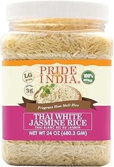 Thai White Jasmine Rice - Fragrant Hom Mali Rice, 1.5 Pound Jar