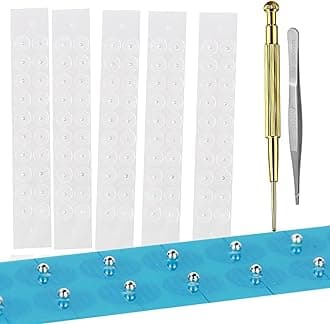 Ear Seeds Acupuncture Kit - 100 Pieces - Acupressure with Ears Seed, with Bonus Free Chart and Brass Acupressure Probe - for Balance & Wellness (Silver-100pcs)
